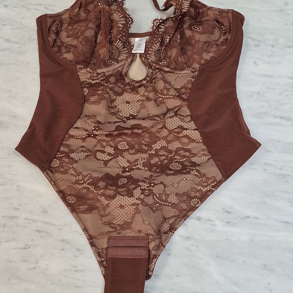 Brown Lace Bodysuit Shapewear